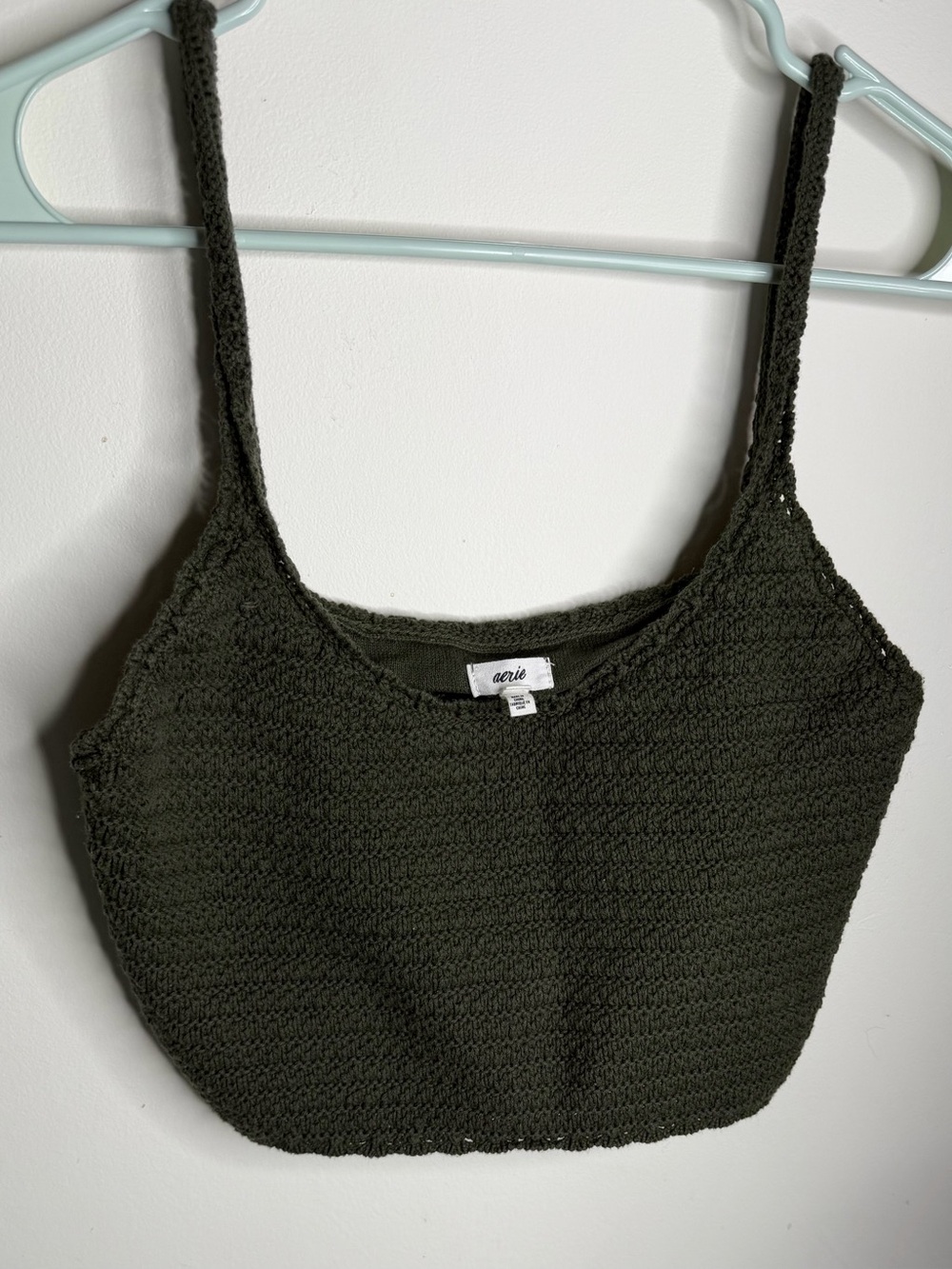 aerie Olive Green Crocheted Knit Tank